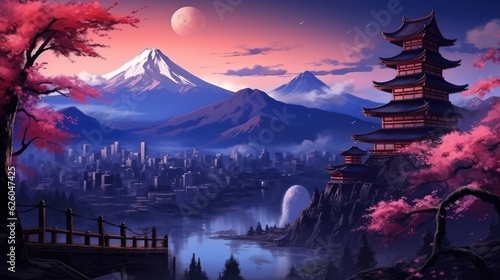 Japan fantasy style scene game art © Damian Sobczyk