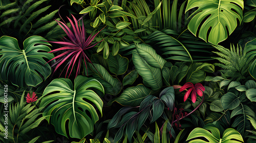 seamless pattern tropical leafs