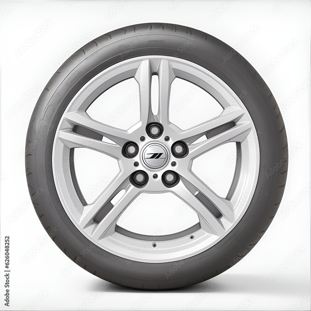 Car wheel on white background