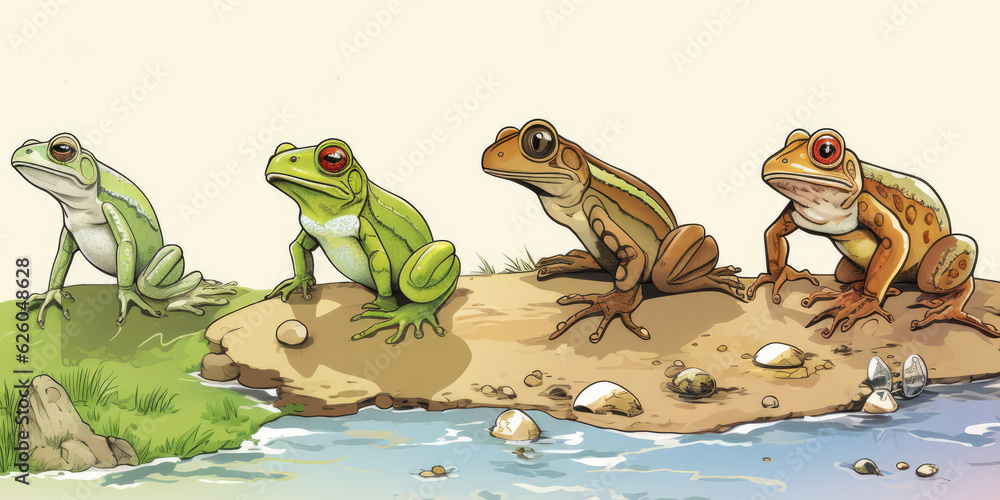 Polliwog Journey of Frog Life From Eggs to Tadpoles Maturing into Adult ...