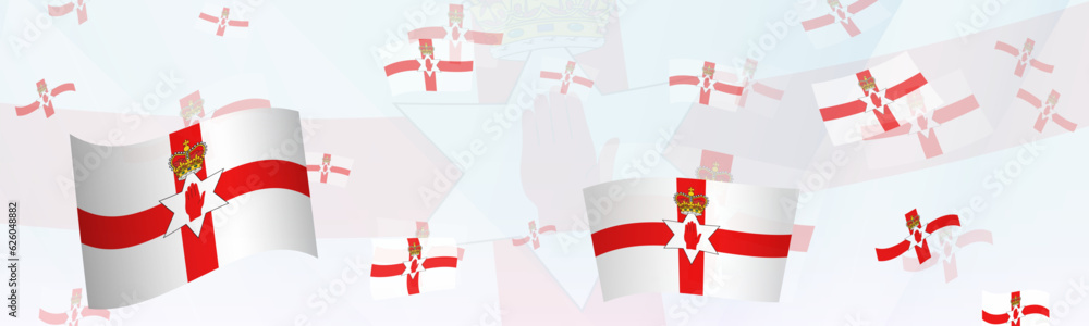 Fototapeta premium Northern Ireland flag-themed abstract design on a banner. Abstract background design with National flags.