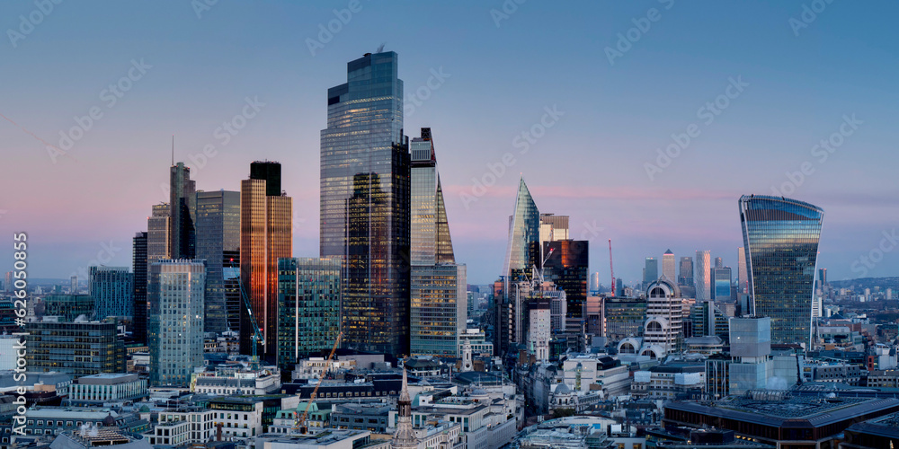 UK, England, London, City pano frm Post Building 2023 - obrazy, fototapety, plakaty 