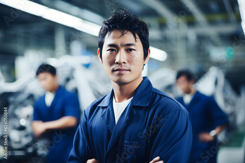 Portrait of male worker in automotive factory industry