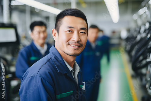 Portrait of male worker in automotive factory industry