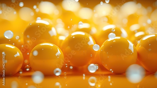 Yellow spheres background, generative ai photo