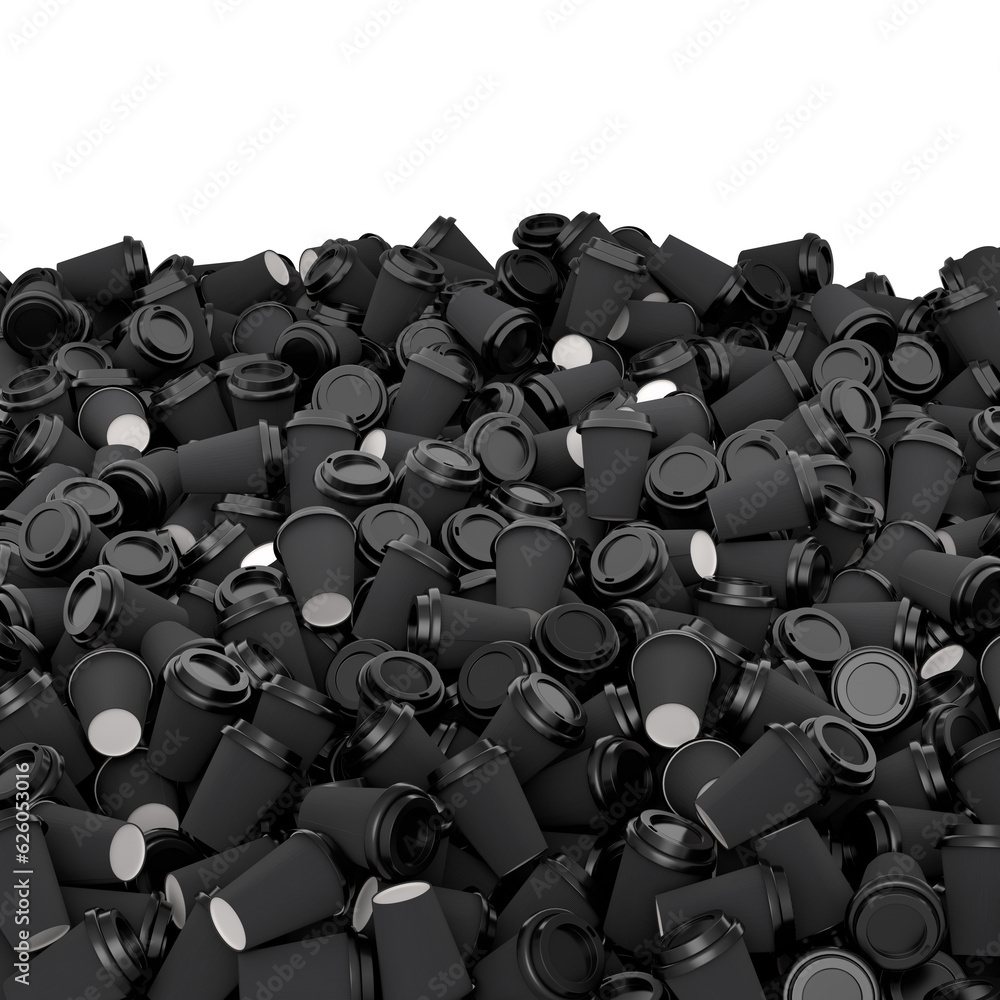 Obraz premium Heap of paper coffee cups for cappuccino, americano, espresso, mocha, latte