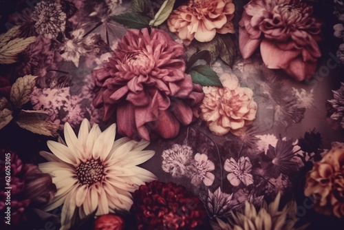 Beautiful floral background for greeting or postcard. toning