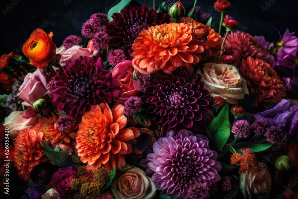 Beautiful, vivid, colorful mixed flower bouquet still life detail Beautiful, vivid, colorful mixed flower bouquet still life detail