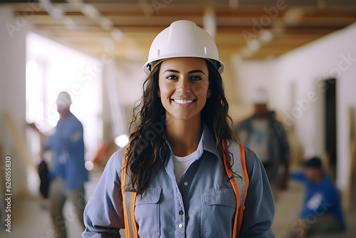 Female Construction workers wearing helmet