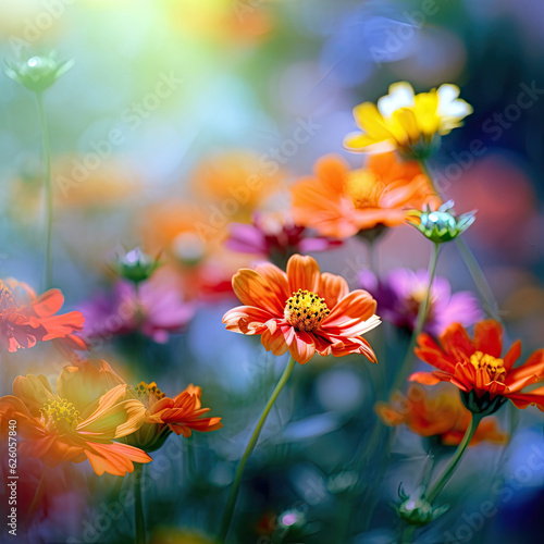 Cosmos flowers with bokeh background, nature and summer concept