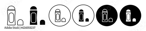 Deodorant icon set. simple deo roll bottle vector symbol. deodorant stick pictogram  photo
