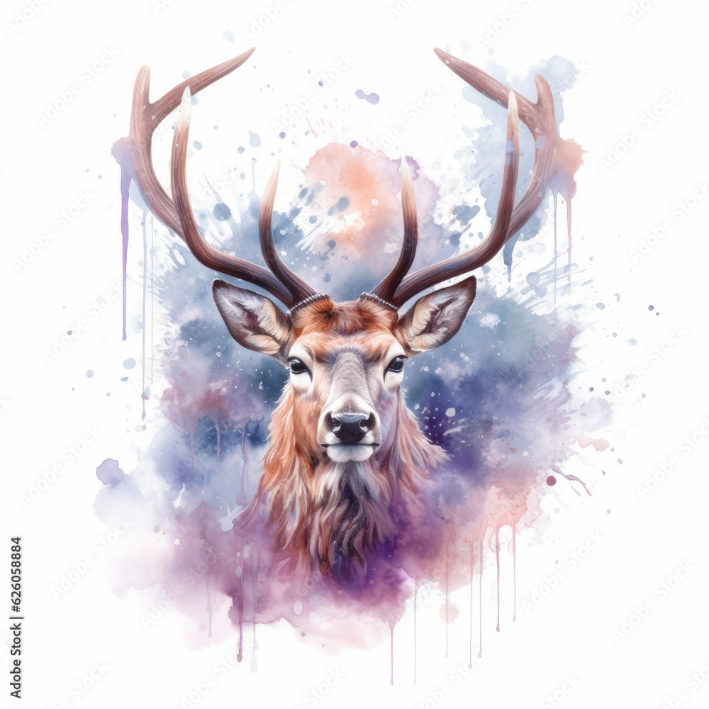 Watercolor elk . Generative Ai Watercolor elk . Generative Ai