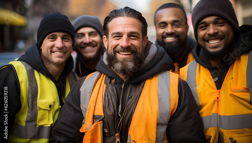many smiling construction workers photo