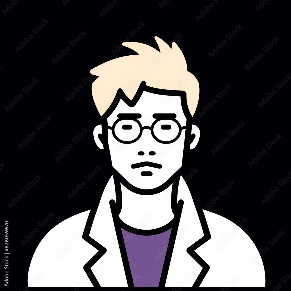 Bold Line Quirky Man minimal Avatar on black Bold Line Quirky Man minimal Avatar on black