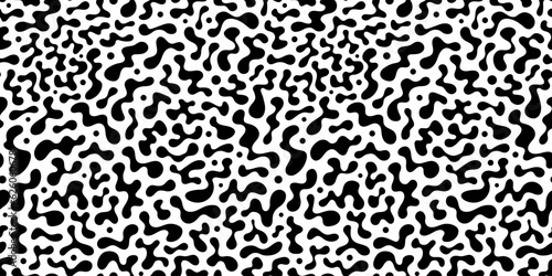 Abstract liquid doodle shape seamless pattern. Creative minimalist style art background, trendy design with basic shapes. Modern black and white wallpaper print backdrop.