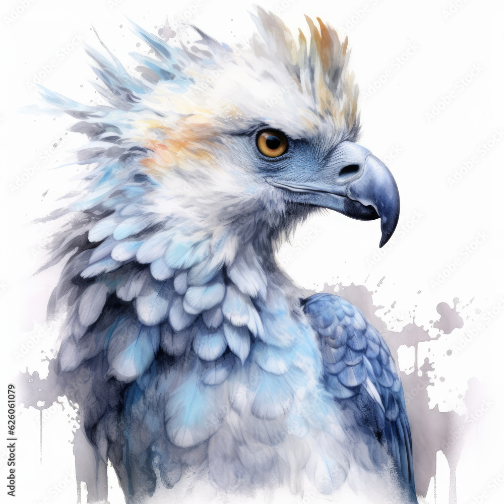 Obraz premium Watercolor harpy eagle. Generative Ai