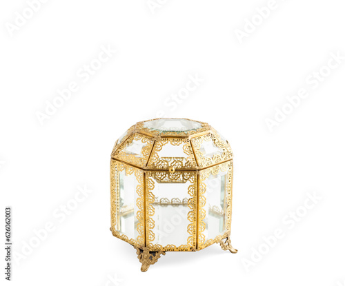 Beautiful decorative glass box isolated on white background with clipping path.