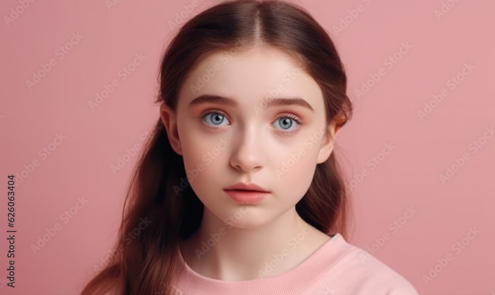 Young pretty girl on pink background Young pretty girl on pink background