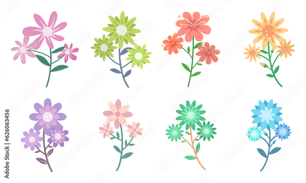 collection of colorful flower bouquets flat design