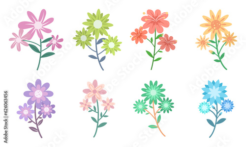 collection of colorful flower bouquets flat design