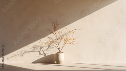 White Vase with Plum Blossom and Corokia - AI-Generated