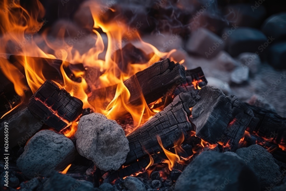 Smoldering Barbecue Charcoal Texture Background, Hot Fire Charcoal Banner, Burn Wood Grill Flame Closeup with Copy Space, Generative AI Illustration Smoldering Barbecue Charcoal Texture Background, Hot Fire Charcoal Banner, Burn Wood Grill Flame Closeup with Copy Space, Generative AI Illustration