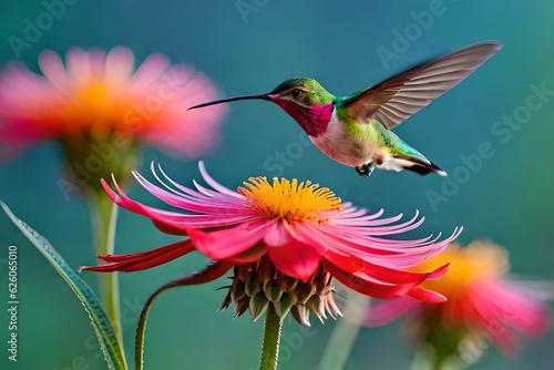hummingbird feeding on flowergenerated by AI technology