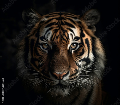 Tiger with black background. Generative AI. 