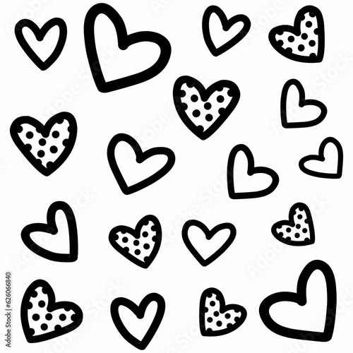 Hand drawn grunge hearts on isolated white background - EPS Vector