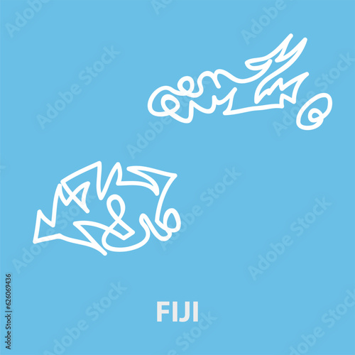 Abstract stroke map of Fiji for rugby tournament. photo