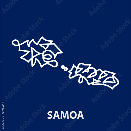 Abstract stroke map of Samoa for rugby tournament.
