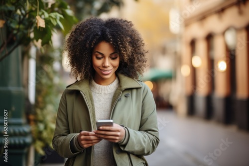Woman using smartphone.