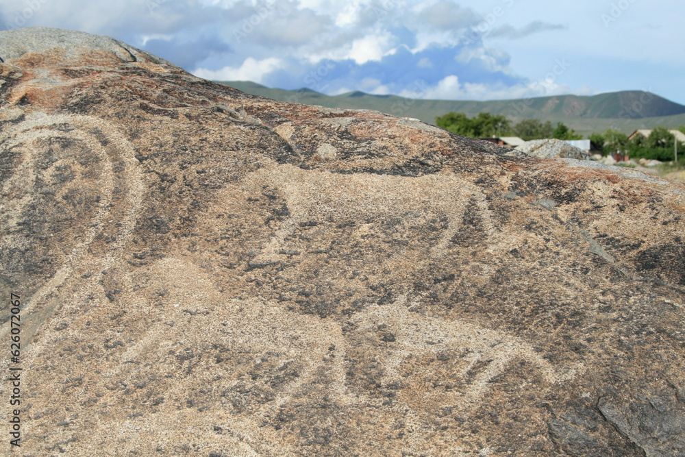 Petroglyphs, Cholpon-Ata at Lake Issyk-Kul, Kyrgyzstan