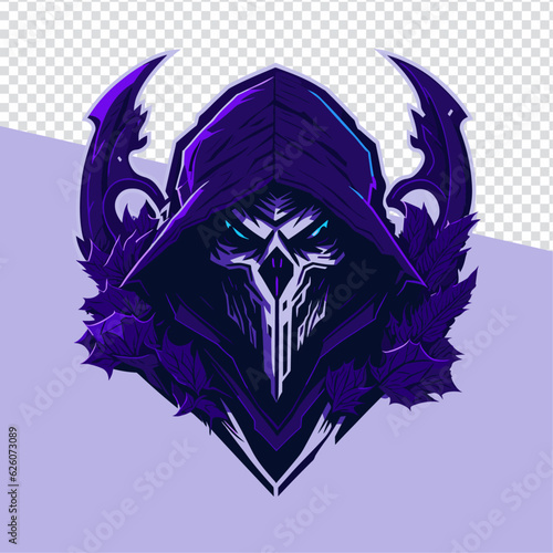 Dominant Gaming Icon: Purple Grim Reaper Mascot Logo - Vector Graphic for E-Sport Teams