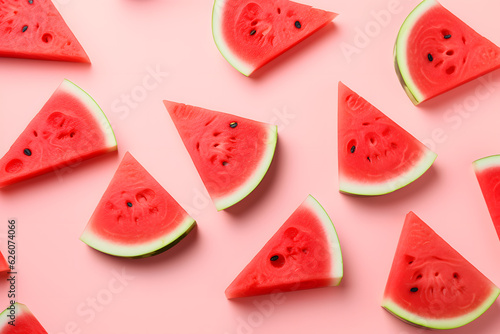 slices watermelon pastel background