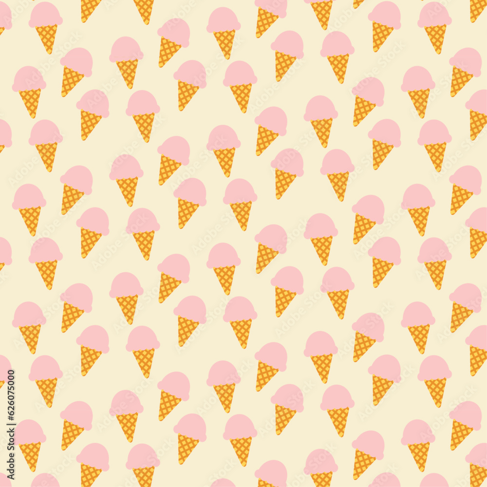 Crème glacée de dessin animé, motif vectoriel harmonieux à la manière de gribouillis Crème glacée de dessin animé, motif vectoriel harmonieux à la manière de gribouillis