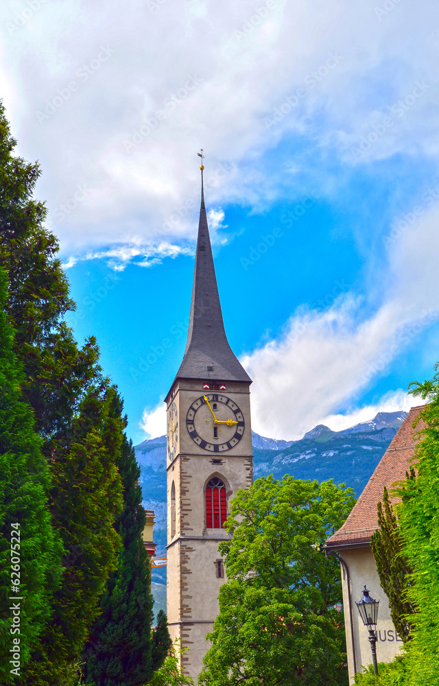 Kirchturm der Martinskirche Chur, Kanton Graubünden (Schweiz)