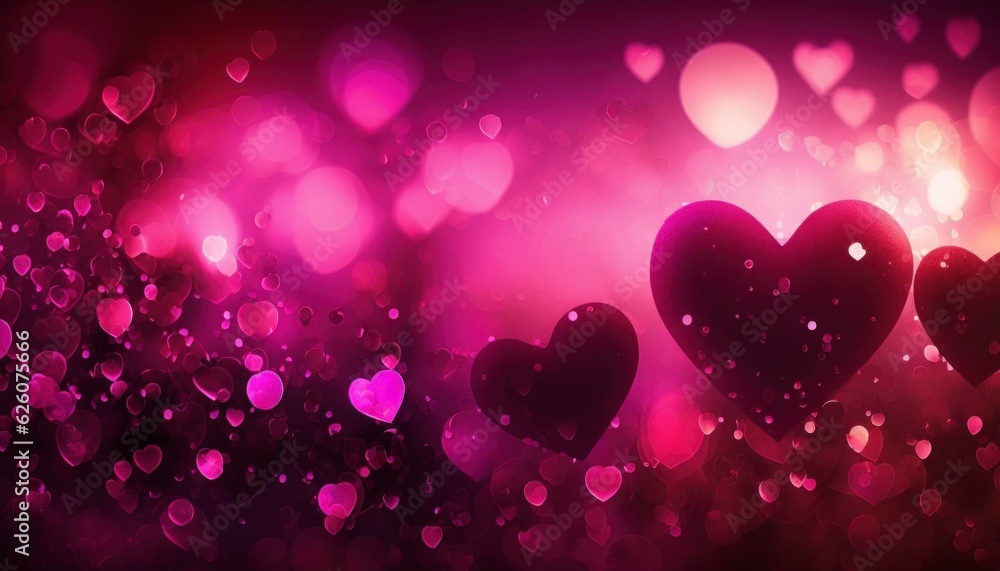 purple magenta hearts confetti glitter bokeh background, blurry magical effect postcard, generative, ai purple magenta hearts confetti glitter bokeh background, blurry magical effect postcard, generative, ai