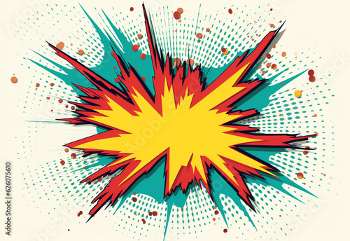VIntage retro comics boom explosion crash bang cover book design with light and dots. photo