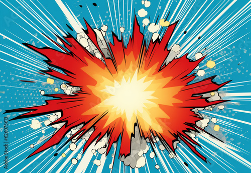 VIntage retro comics boom explosion crash bang cover book design with light and dots.