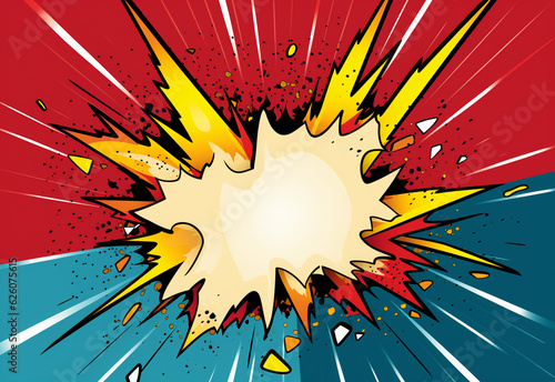 VIntage retro comics boom explosion crash bang cover book design with light and dots. photo