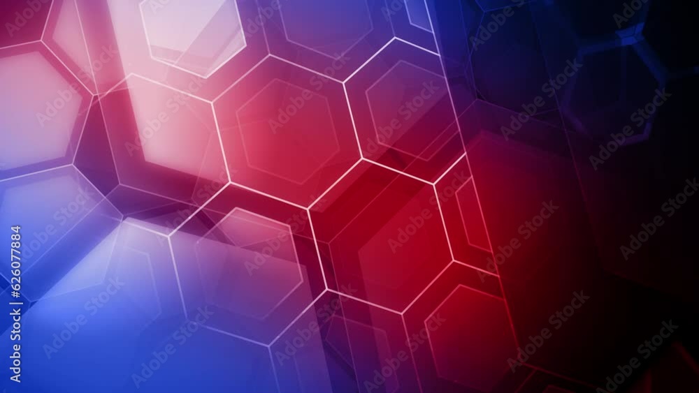 Vibrant red and blue hexagons a dynamic motion background for your visual design. Hexagonal motion background red and blue hexagons interplaying in a gradient of colors Vibrant red and blue hexagons a dynamic motion background for your visual design. Hexagonal motion background red and blue hexagons interplaying in a gradient of colors