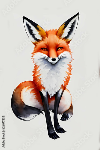 Magical Fox in Watercolor. Generative AI. © Karina