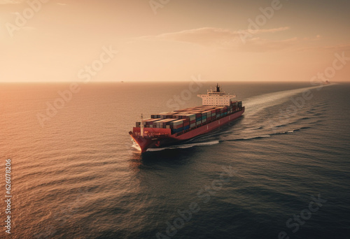 big container ship sailing through the ocean