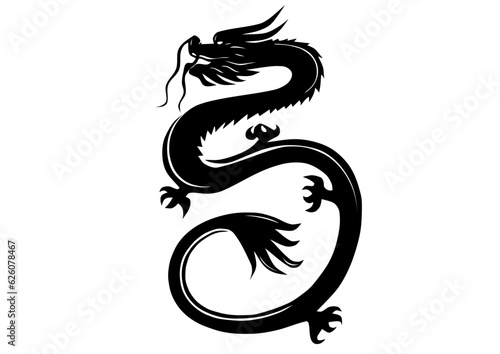 Vector black dragon. Chinese style