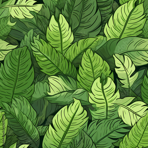  tropical green leaves flat design illustration