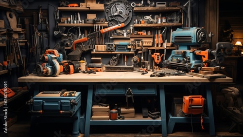 worker toolbox, for worker's day, everything for construction, selective focus