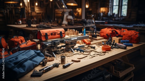 worker toolbox, for worker's day, everything for construction, selective focus