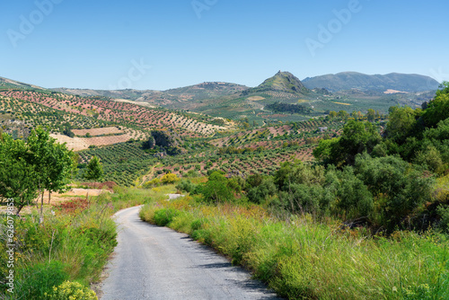 Via Verde de la Sierra greenway with the Iron Castle of Pruna - Olvera, Andalusia, Spain photo