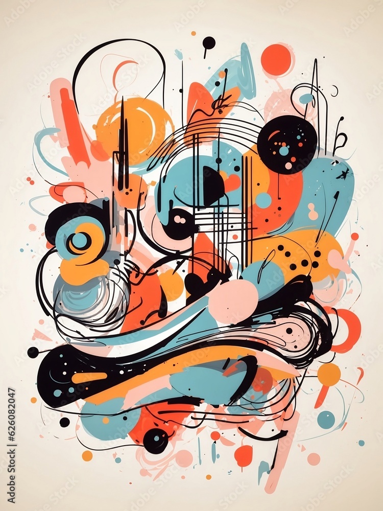 Obraz premium Art, shapes, and abstraction. Trendy items, doodles, brush strokes, and other printed materials are depicted in vector form.